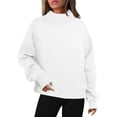 thumbnail image 1 of Lenpel Oversized Sweatshirts for Women Casual Mock Neck Long Sleeve Basic Shirts Loose Fit Solid Color Pullover Tops(White bb2,X-Large), 1 of 7