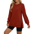 thumbnail image 1 of Lenpel Oversized Sweatshirts for Women Crew Neck Long Sleeve Side Split Loose Casual Pullover Tops Fall Fashion Outfits, 1 of 4