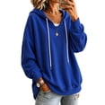thumbnail image 1 of Lenpel Oversized Sweatshirts for Women Fall Trendy Drawstring Casual Loose Hoodies Comfy Long Sleeve Warm Pullover Tops(Blue,X-Large), 1 of 5