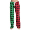 thumbnail image 1 of Lenpel Pajama Pants for Women Plus Size Elastic High Waisted Drawstring Plaid Wide Leg Lounge Pants Soft Casual Pj Bottoms(Red,X-Large), 1 of 4