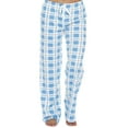 thumbnail image 1 of Lenpel Pajama Pants for Women Plus Size Elastic High Waisted Drawstring Plaid Wide Leg Lounge Pants Soft Casual Pj Bottoms(Sky Blue,X-Large), 1 of 4