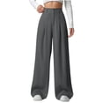 thumbnail image 1 of Lenpel Palazzo Pants for Women Business Casual Elastic High Waisted Pleated Twill Wide Leg Pants Baggy Office Trousers(Gray,Small), 1 of 6