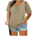 thumbnail image 1 of Lenpel Plus Size Tops for Women Summer Casual Square Neck Solid Color Short Sleeve T Shirts Tunic Tee Blouses, 1 of 6