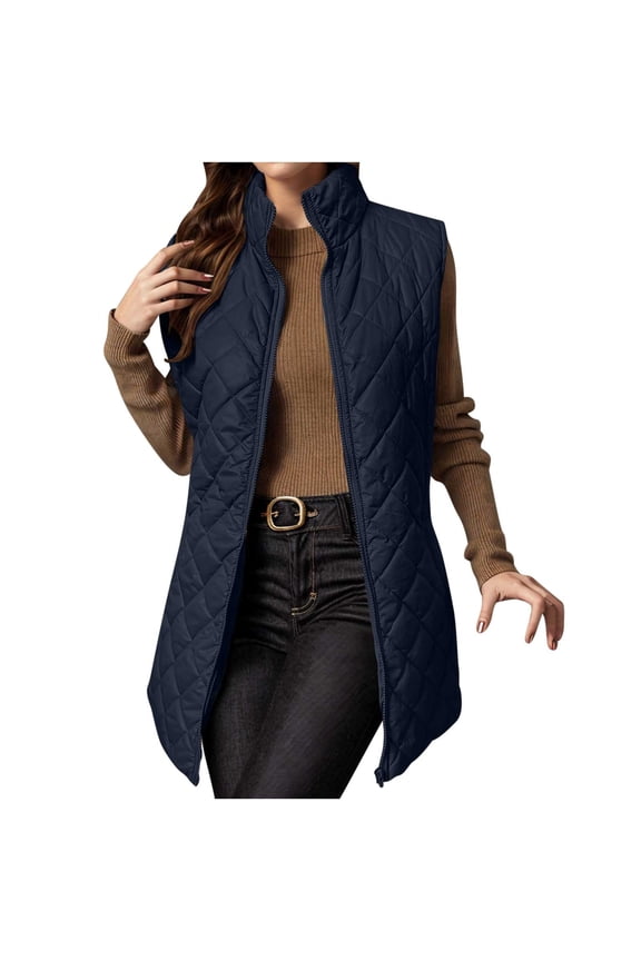 Puffer Vest for Women Lightweight Sleeveless Zip up Solid Winter down Coat Thermal Quilted Jackets