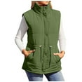 thumbnail image 1 of Lenpel Puffer Vest for Women Stand Collar Zip up Button Sleeveless Padded Jacket Winter Wram Coat with Pockets, 1 of 5