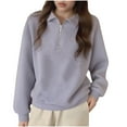 thumbnail image 1 of Lenpel Pullover Sweatshirts for Women Trendy Half Zip Lapel Solid Color Casual Fashion Pullovers Fall Winter Clothes(Purple,X-Large), 1 of 6