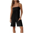 thumbnail image 1 of Lenpel Rompers for Women Summer Casual Sleeveless Square Neck Spaghetti Strap Jumpsuits Loose Short Overalls with Pockets, 1 of 5