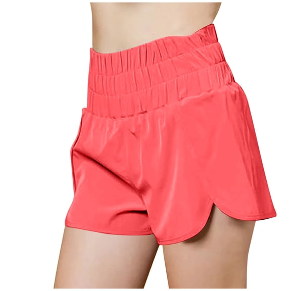 Lenpel Running Shorts for Women Elastic High Waisted Quick Dry Sports Workout Shorts Lightweight Athletic Shorts
