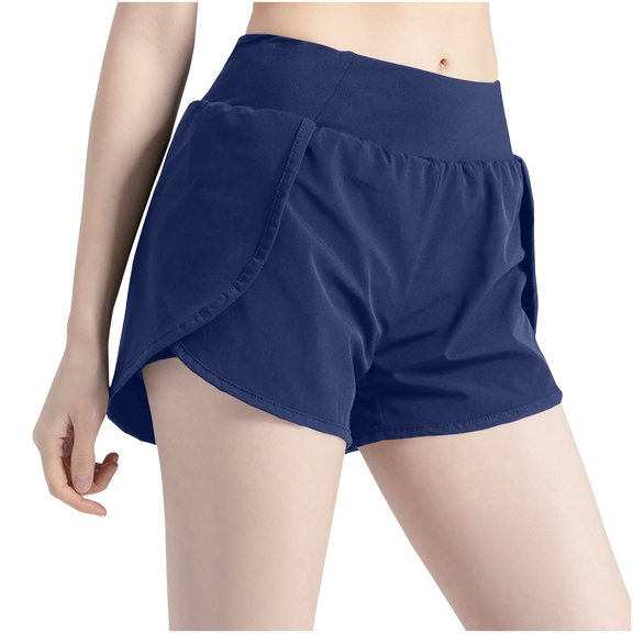 Lenpel Running Shorts for Women High Waisted Side Split Quick Dry Athletic Workout Shorts Lightweight Gym Shorts