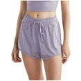 thumbnail image 1 of Lenpel Running Shorts for Women Lightweight Elastic High Waisted Drawstring Mesh 2 in 1 Workout Yoga Shorts Casual Athletic Shorts, 1 of 4