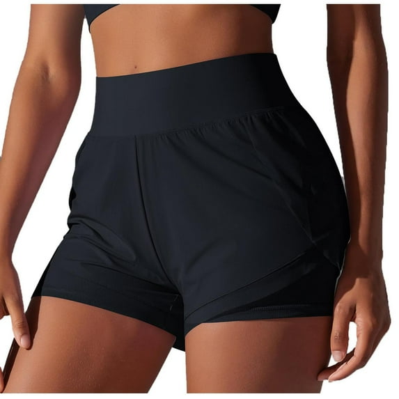 Lenpel Running Shorts for Women Lightweight High Waisted Quick Dry 2 in 1 Athletic Shorts Workout Gym Shorts