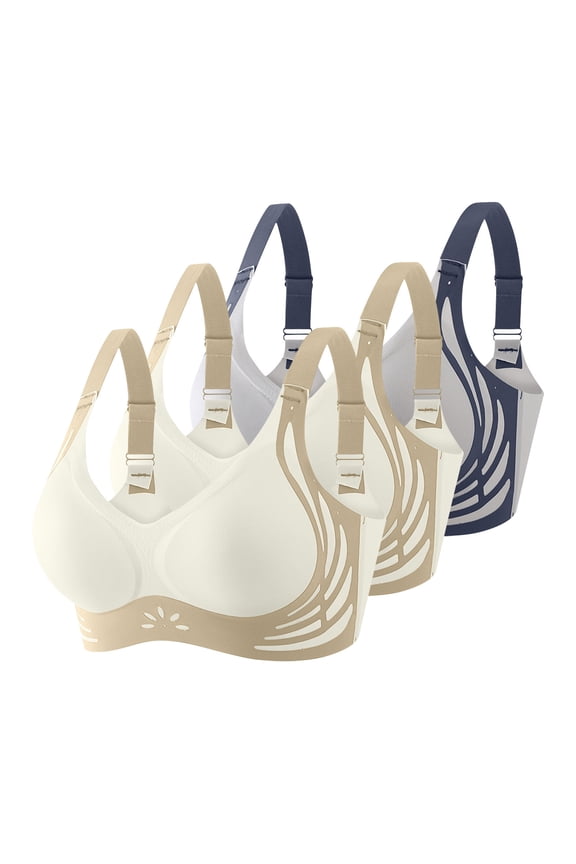 Seamless Bras for Women 3 Pc Wireless Soft Support Full Coverage T Shirt Bralettes Comfortable Sports Everyday Bras