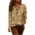 thumbnail image 1 of Lenpel Sequin Tops for Women Long Sleeve Crew Neck Half Zip Sparkly Glitter T-Shirts Dressy Casual Tees Shinny Party Blouses(Gold,XX-Large), 1 of 7