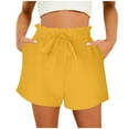 thumbnail image 1 of Lenpel Shorts for Women Ruffle Elastic High Waisted Drawstring Casual Shorts Summer Beach Shorts with Pockets, 1 of 6