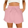 thumbnail image 1 of Lenpel Shorts for Women Ruffle Elastic High Waisted Drawstring Casual Shorts Summer Beach Shorts with Pockets, 1 of 6