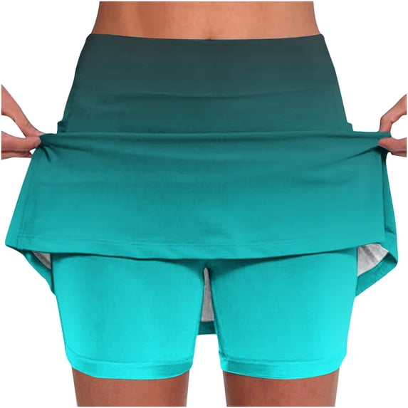 Lenpel Skorts for Women High Waisted Gradient Mini Workout Tennis Skirt with Shorts Summer Casual Athletic Skorts