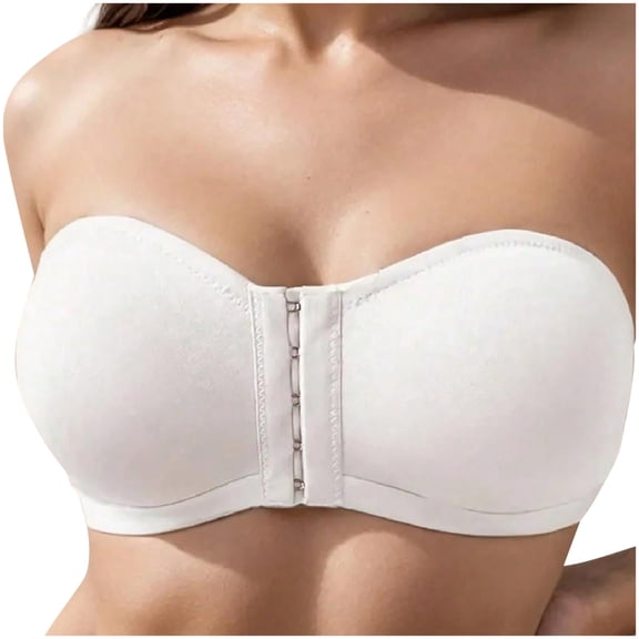Lenpel Strapless Bras for Women No Underwire Front Closure Push up Bandeau Bras Comfortable Tube Top Bralettes