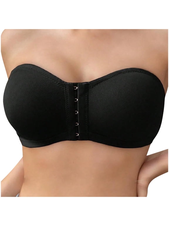 Strapless Bras for Women No Underwire Front Closure Push up Bandeau Bras Comfortable Tube Top Bralettes