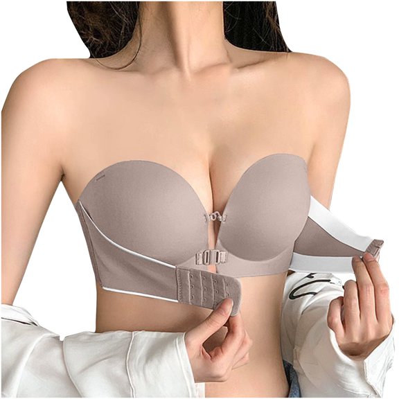 Lenpel Strapless Bras for Women No Underwire Supportive Front Closure Bandeau Bralettes Seamless Tube Top Bras