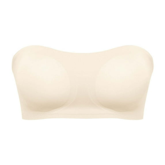 Lenpel Strapless Bras for Women Seamless No Underwire Padded Cross Back Bandeau Bras Comfortable Tube Top Bralettes