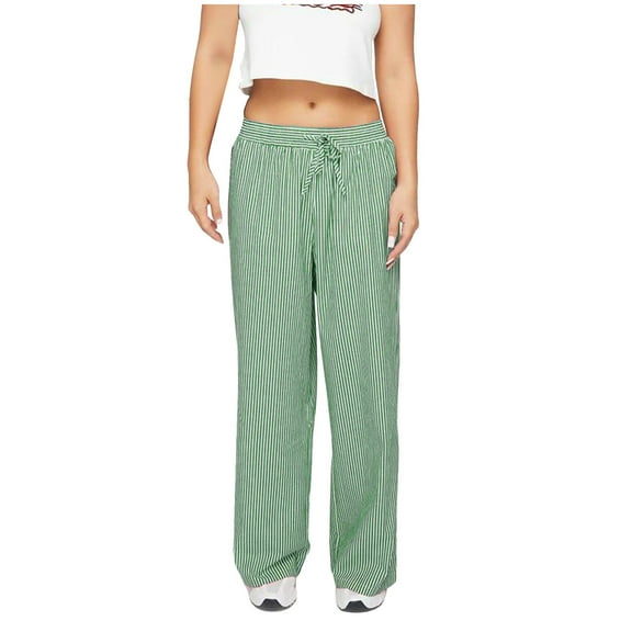 Lenpel Striped Lounge Pants for Women Loose Wide Leg Casual Trousers Fashion Lightweight Baggy Straight Long Pants