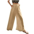 thumbnail image 1 of Lenpel Summer Beach Pants for Women Casual Loose Elastic Waist Wide Leg Flowy Trousers Lounge Palazzo Pants, 1 of 5