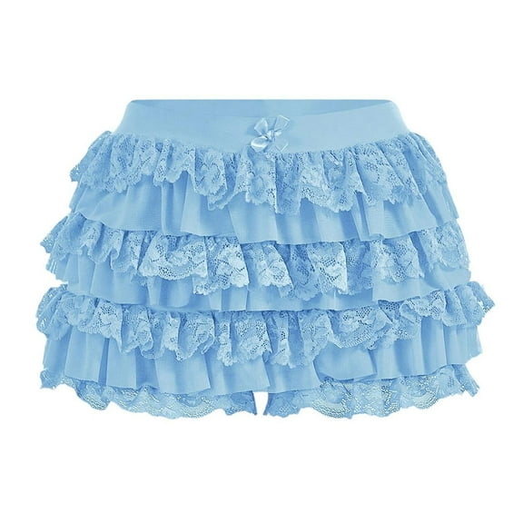 Lenpel Summer Shorts for Women Trendy Ruffle Lace Trim Layered Mini Shorts Casual Party Beach Skorts