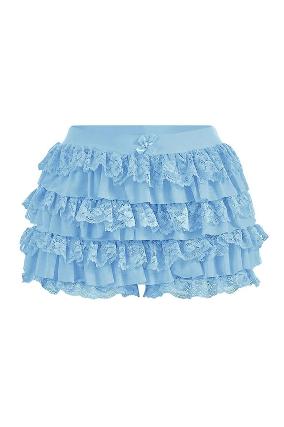 Summer Shorts for Women Trendy Ruffle Lace Trim Layered Mini Shorts Casual Party Beach Skorts