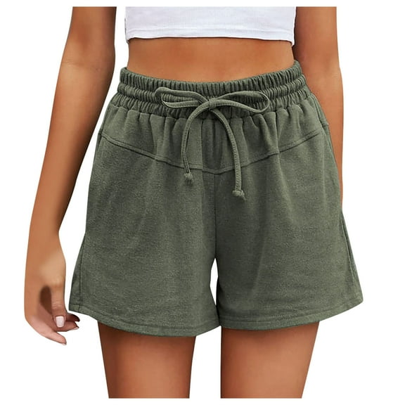 Lenpel Sweat Shorts for Women Baggy Casual Elastic High Waisted Drawstring Athletic Lounge Shorts Running Workout Shorts
