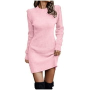 light pink sweater dress Wool Blend Maxi Turtleneck Plus Size with Pockets #35261 stretchy fabric allows custom fit Irresistible Feelings Light Pink Fuzzy