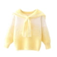 thumbnail image 1 of Lenpel Sweaters for Girls Toddler Long Sleeve Tie Knot Neck Collared Graphic Pullover Knit Tops Fleece Casual Sweaters(Yellow,2-3 Years), 1 of 7
