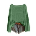 thumbnail image 1 of Lenpel Sweaters for Women Fall Fashion Boat Neck Bell Long Sleeve Knitted Pullover Tops Casual Loose Spring Sweaters(Green,XX-Large), 1 of 7