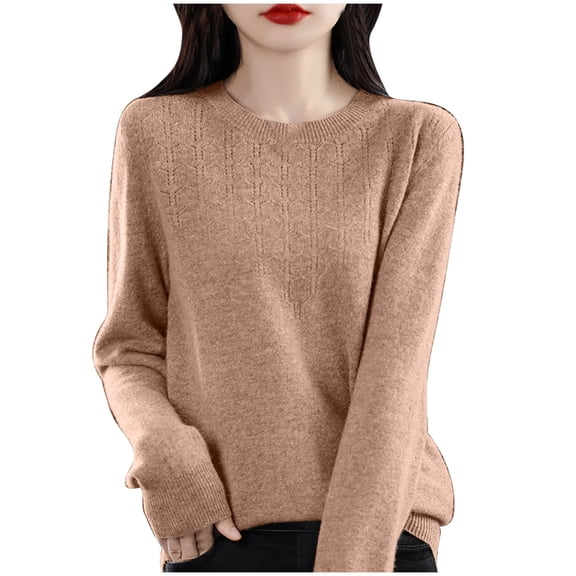 Lenpel Sweaters for Women Lightweight Long Sleeve Crew Neck Soft Casual Basic Knit Tops Loose Pullover Sweaters(Pink,X-Large)