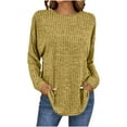 thumbnail image 1 of Lenpel Sweaters for Women Plus Size Crew Neck Long Sleeve Soft Casual Tunic Tops Lightweight Fashion Shirts, 1 of 6