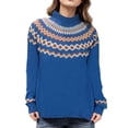 thumbnail image 1 of Lenpel Sweaters for Women Soft Mock Neck Long Sleeve Color Block Knit Pullover Tunic Tops Fashion Clothes, 1 of 1