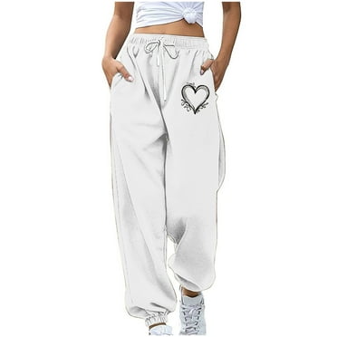 Lenpel Sweatpants for Women Baggy High Waisted Drawstring Printed Athletic Joggers Lounge Pants with Pockets