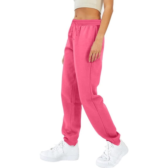 Lenpel Sweatpants for Women Elastic High Waisted Drawstring Workout Lounge Pants Athletic Joggers with Pockets
