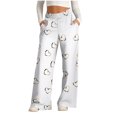 thumbnail image 1 of Lenpel Sweatpants for Women Wide Leg High Waisted Drawstring Heart Printed Joggers with Pockets Baggy Lounge Pants, 1 of 5