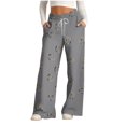 thumbnail image 1 of Lenpel Sweatpants for Women Wide Leg High Waisted Drawstring Heart Printed Joggers with Pockets Baggy Lounge Pants, 1 of 5