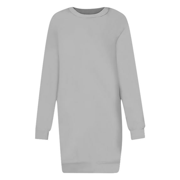 Lenpel Sweatshirt Dress for Women Fashion Crew Neck Long Sleeve Solid Color Casual Mini Dresses Fall Winter Dresses