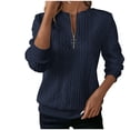 thumbnail image 1 of Lenpel Sweatshirts for Women Comfy Long Sleeve Quarter Zip Textured Pullover Tops Fall Fashion Sweaters, 1 of 1