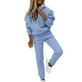 thumbnail image 1 of Lenpel Sweatsuits for Women 2 Piece Fleece Long Sleeve Pullover Hoodie Jogger Sweatpants Fall Winter Outfits, 1 of 6