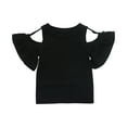 thumbnail image 1 of Lenpel T-Shirts for Toddler Baby Girls Ruffle Short Sleeve Cold Shoulder Crew Neck Cotton Tees Newborn Infant Summer Tops, 1 of 5