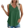 thumbnail image 1 of Lenpel Tank Top for Women Summer Casual V Neck Curved Hem Eyelet Embroidered Sleeveless T Shirts Loose Tunic Blouses, 1 of 7