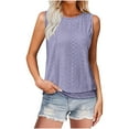 thumbnail image 1 of Lenpel Tank Tops for Women Trendy Eyelet Embroidered Crew Neck Summer Sleeveless Shirts Casual Camisole Tee Blouses, 1 of 7