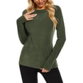 thumbnail image 1 of Lenpel Thermal Shirts for Women Soft Long Sleeve Crew Neck Fleece Lined Base Layer Tops Winter Warm Undershirts Fall Fashion Tees(Army Green,Large), 1 of 8