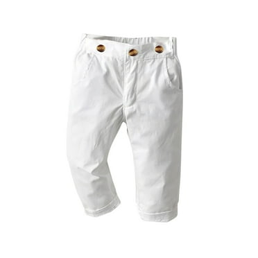 Lenpel Toddler Baby Boys' Dress Pants Newborn Infant Elastic Waist Button Straight Leg Pants Casual Formal Clothes