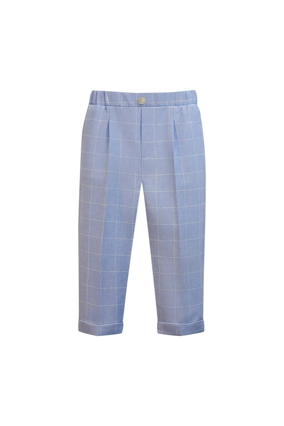 Toddler Baby Boys' Dress Pants Newborn Infant Elastic Waist Straight Leg Plaid School Trousers Casual Formal Outfits