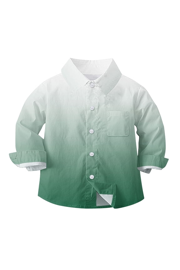 Toddler Baby Button down Shirts Casual Long Sleeve Gradient Western Tops Spring Fall Outfits for Newborn Infants