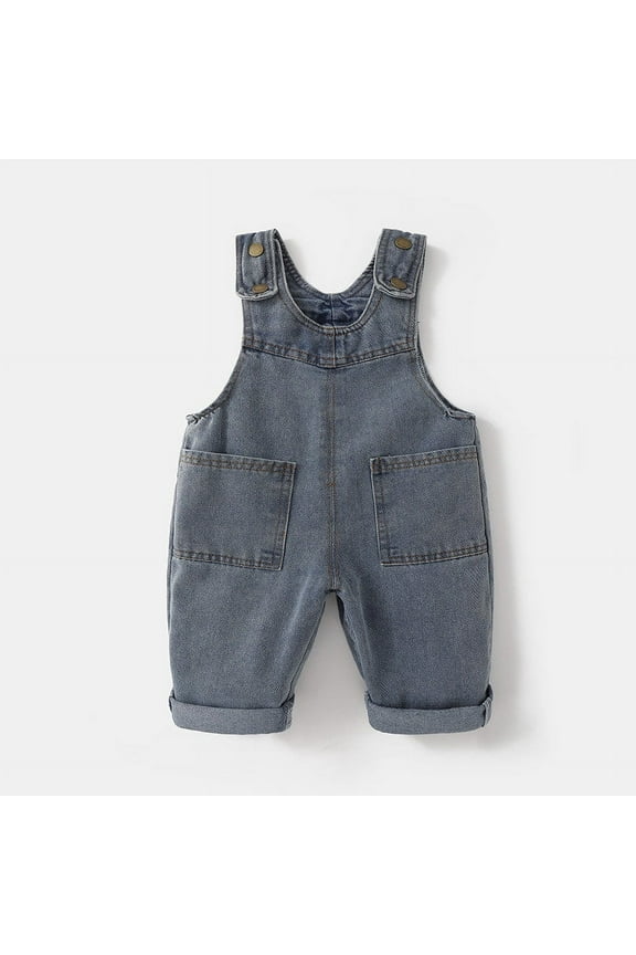 Toddler Baby Clothes Unisex Boy Girl Suspender Overalls Casual Strap Jumpsuits with Pockets for Newborn Infants